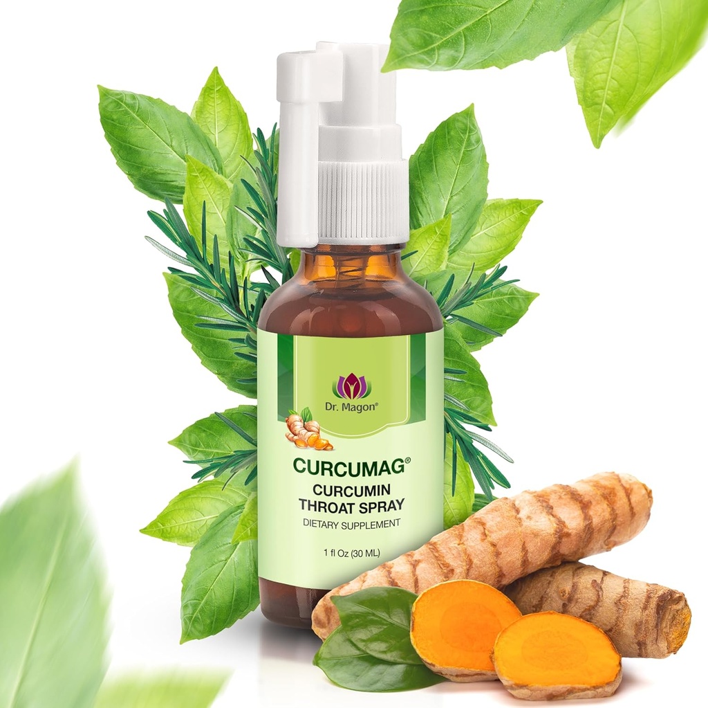 Natural Turmeric Curcumin Throat Spray by Dr. Magon, Throat Calm, Soothing Throat Spray, Immune Support, Extra Strength UC3 Clear Curcuma Longa Dry Extract, 1 Fluid Oz