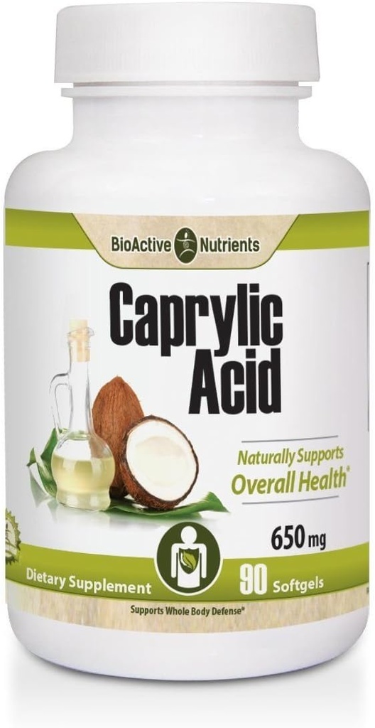 BIOACTIVE NUTRIENTS - Caprylic Acid - 600mg - 100 Softgels - Supplement for Gut and Digestive Health, GI Balance, Gastrointestinal Support, and Intestinal Health, Gluten Free