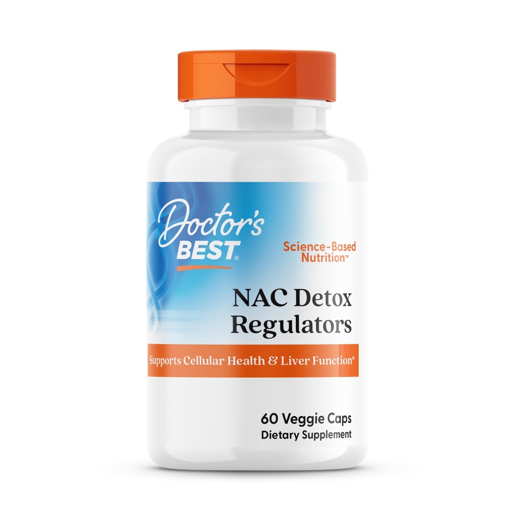 Doctor's Best NAC Detox Regulators Supplement for Men & Women - N-Acetyl Cysteine 600 mg, Liver Health Support, NAC Capsules with Selenium & Molybdenum, Supports Antioxidant Defense - 60 Veg Caps