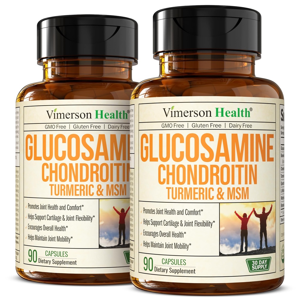 Glucosamine Chondroitin MSM – Joint Support Supplement for Women and Men with Glucosamine Sulfate 1500 mg, Chondroitin and MSM – for Cartilage, Joint Health and Flexibility – 2 Pack