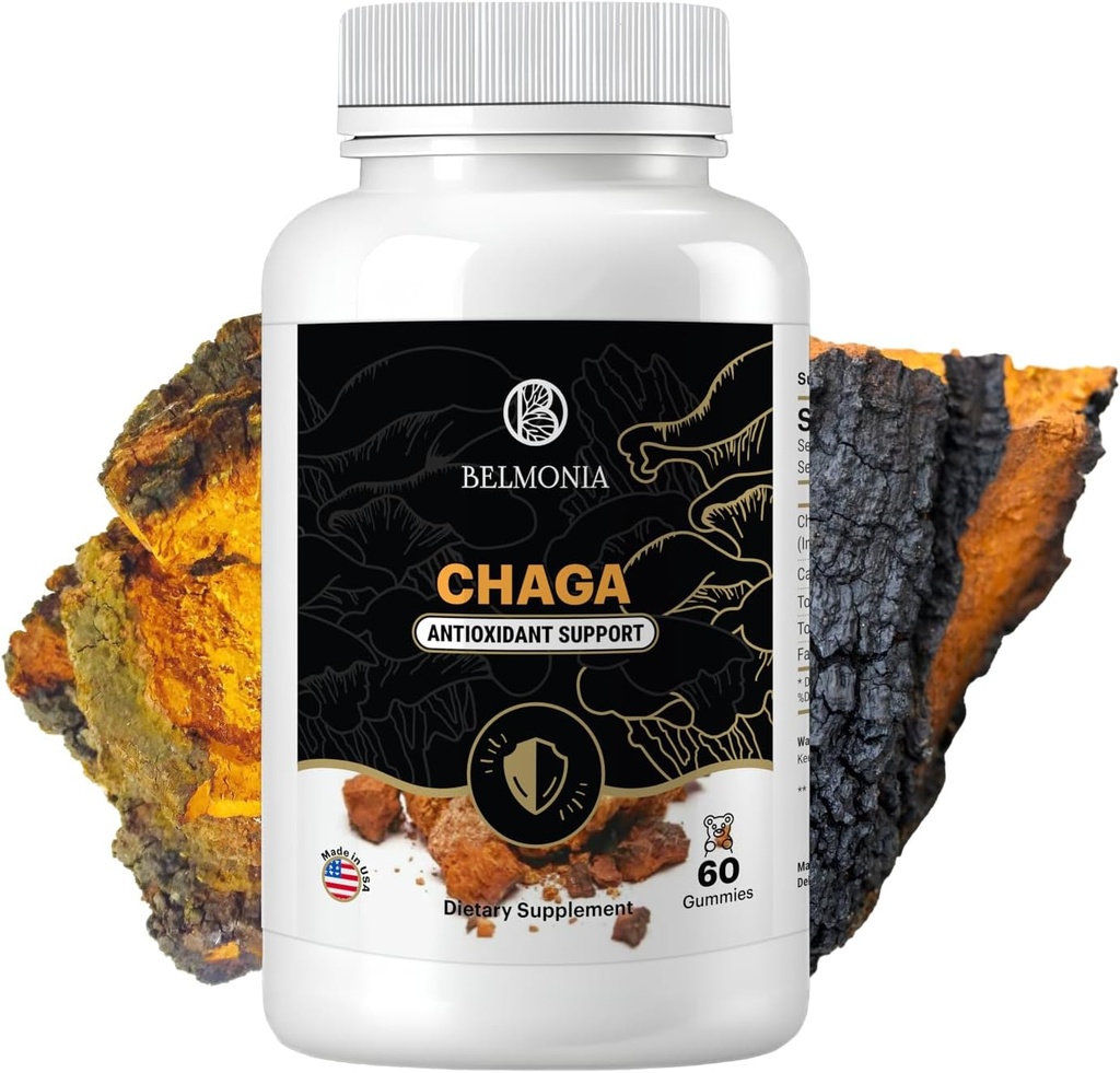Chaga Mushroom Gummies — Antioxidant Immune Support Supplement - Dietary Mushroom Supplement - 60 Gummies - Made in USA - Shrooms for Health - Organic Vegan Frendly