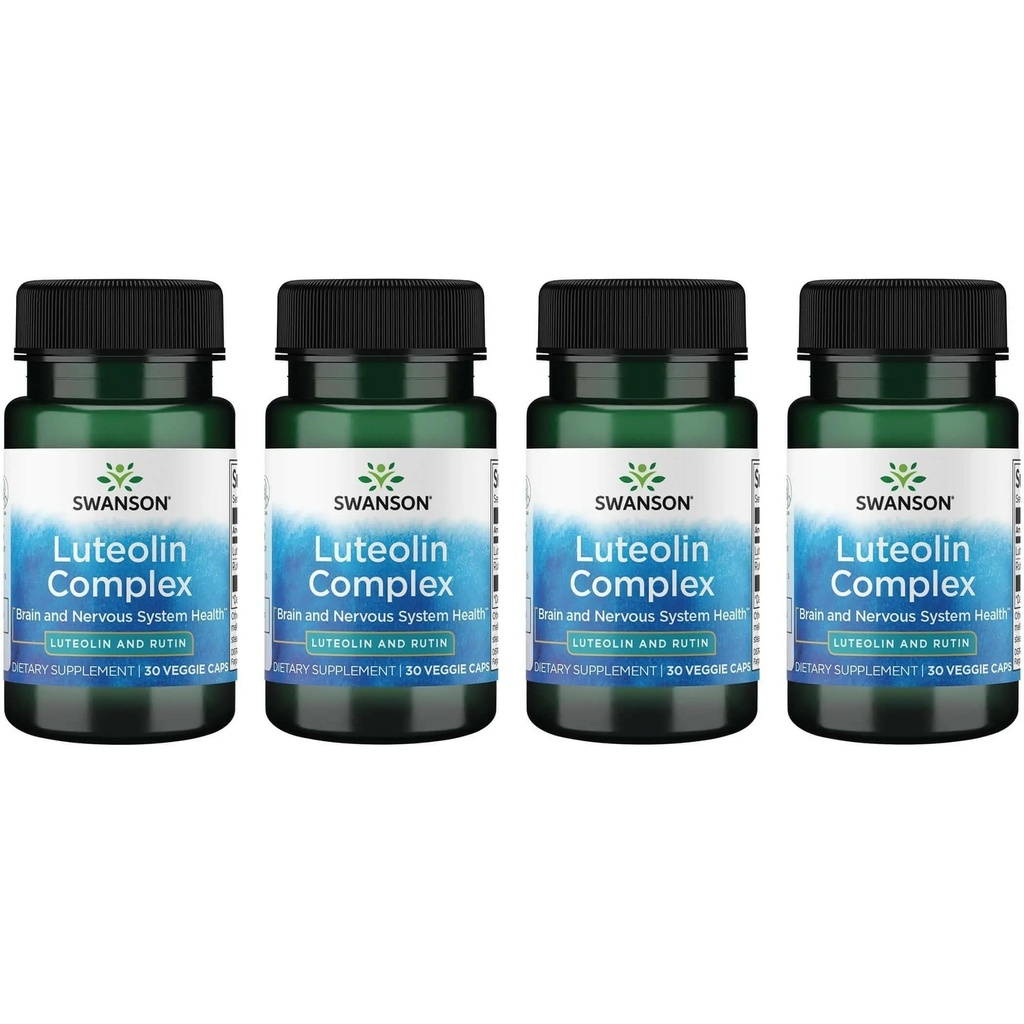 Complejo Swanson Luteolin w/Rutin - Suplemento de Apoyo al Cerebro Promoción de la Memoria, Mood & Cognitive Health - Fórmula Natural para ayudar a mantener el sistema nervioso - (30 cápsulas vegetarianas) 4 Pack