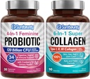 Probiótico + colágeno Bundle, 4-en-1 Feminine Probiotic (30ct) & 6-in-1 Super Collagen (90ct), 2 Packs, Arándano, Digestivo &amp; Saludable Aging Support, Non-GMO