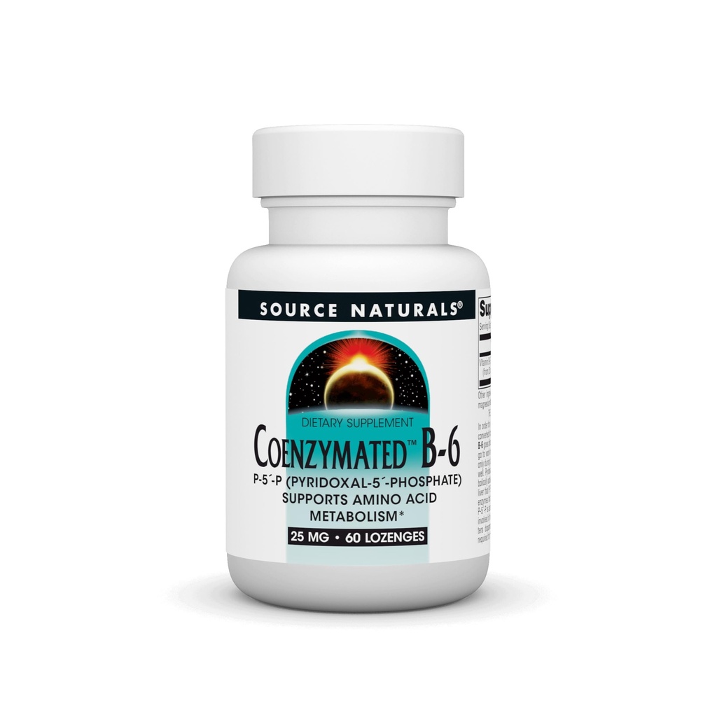 Fuente Naturales Coenzimated B-6 25mg P-5 Pyridoxal-5 Phosphate Fast-Acting, Quick Dissolve Vitamin Supports Amino Acid Metabolism* - 60 Lozenges