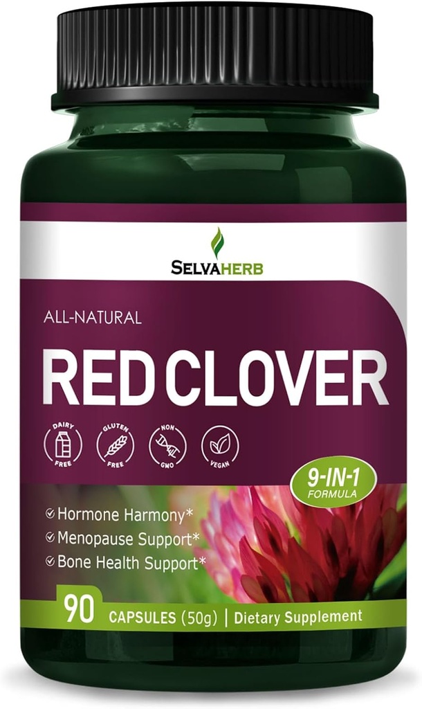 Red Clover Blossoms Herb Hormon Harmony Capsules for Women, Menopause Relief Herbal Supplements with Black Cohosh Wild Yam Natural Extract. Cuenta 90