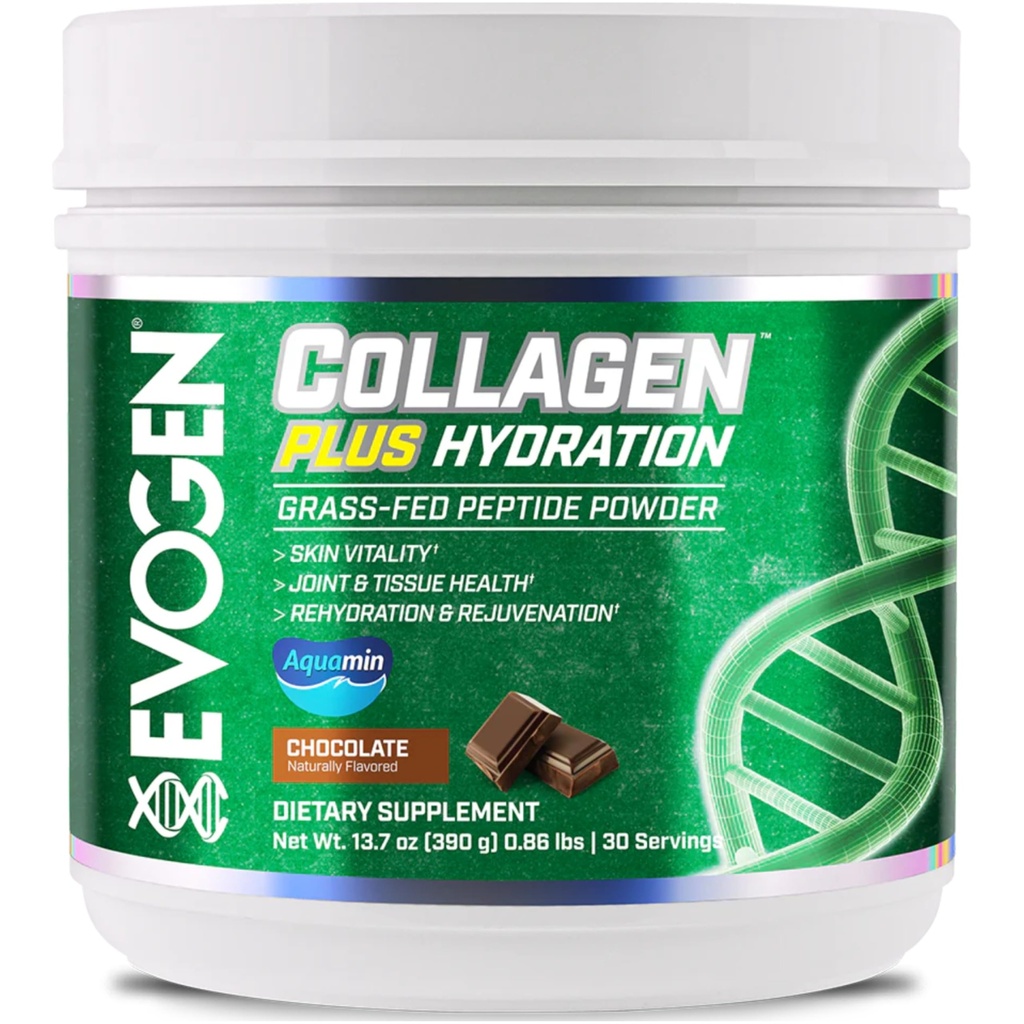 Evogen Collagen Plus Hydration - Grass-Fed Collagen for Women & Men | Collagen Peptides Powder | Collagen Powder Supporting Skin Vitality, Hydration, Joint & Tissue Health | Chocolate | 30 Servings