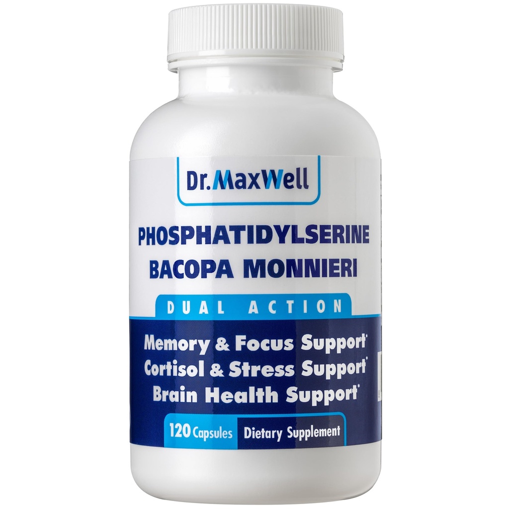 Phosphatidylserine " Bacopa Monnieri, mejor que cada uno solo. Phosphatidylserine Suplemento 300mg, No Fillers, Soy Gratis, 2in1, 120 cápsulas. Apoyo a la memoria