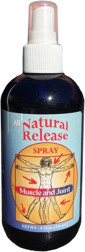 Natural Release Muscle & Joint Spray for Humans - for Sore Back/Knees/HIPS, Night Cramps, Aches, Strains, Discomfort - Fast Acting, Menthol Free (8 oz)
