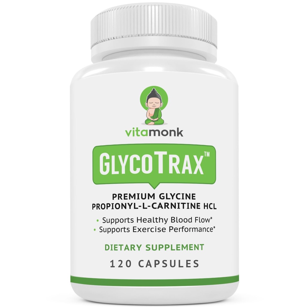VitaMonk GlycoTraxTM GPLC Botella extra grande - 120 cápsulas de Glycine Glycine Propionyl-L-Carnitine sin Filleres artificiales - Glycine Propionyl L Carnitine Suplemento