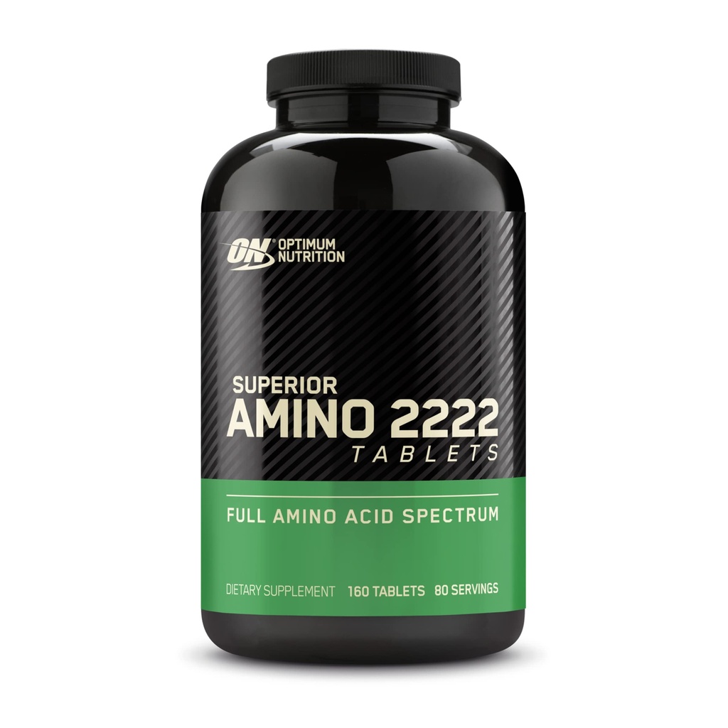 Nutrición óptima Amino superior 2222 Tabletas, Aminoácidos esenciales completos, EAAs, 160 Cuenta