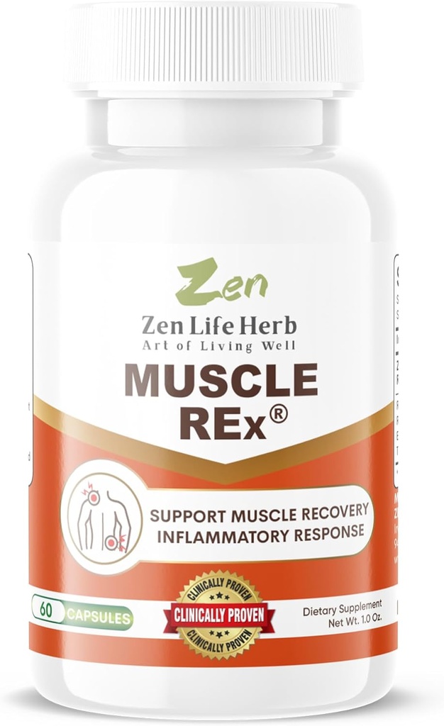 ZEN LIFE HERB Muscle REx - Soporte conjunto, musculo y nervios - Relajar los dolores " Incomodidad crónica Suplemento basado en plantas (60 cápsulas)
