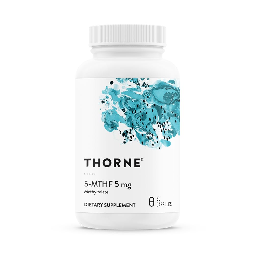 THORNE - 5-MTHF - Methylfolate (Active B9 Folate) Suplemento - Apoyos Salud Cardiovascular, Desarrollo Fetal, Salud Nerve, Niveles de Metilación &amp; Homocysteine* - 60 Servings - 5-MTHF 5mg