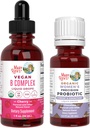 MaryRuth Organics Stress & Cognition Probiotic (Chocolate) for Women & B Complex Drops | USDA Organic, Clean Label Project Verified® | Vitamins for Relaxation, Metabolism, & Health | Vegan, Gluten