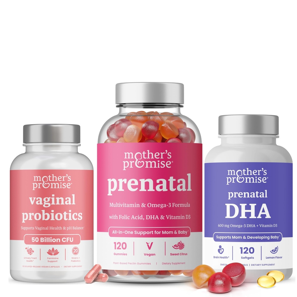 Probióticos vaginales de la madre + DHA prenatal y vitaminas prenatales