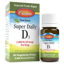 Carlson - Super Daily D3 2000 UI de base vegetal (50 mcg) por gota, gotas de vitamina D vegetariana, vitamina D líquida, provenientes de Algae, Desflavorada, 90 gotas (2,54 mL)