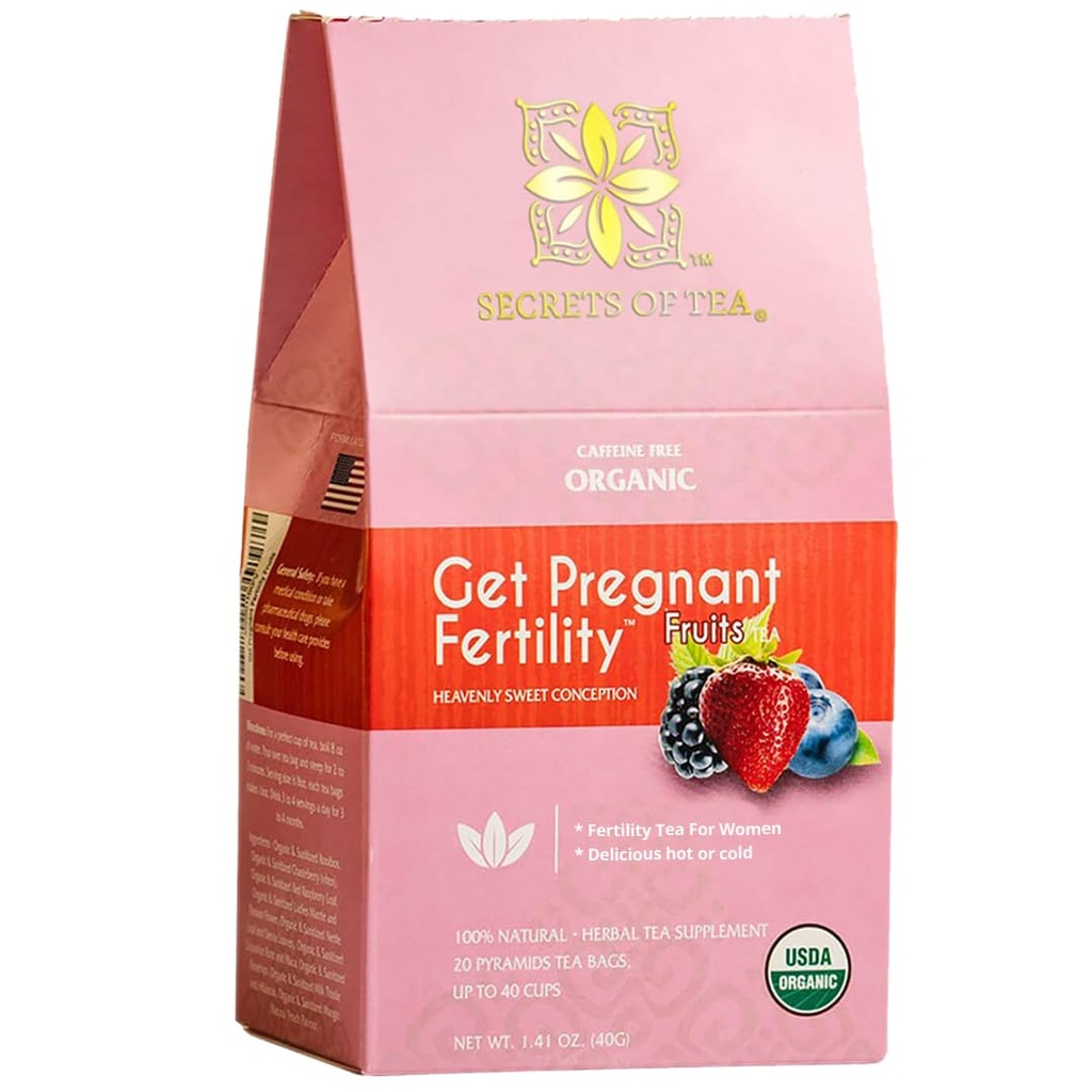Secretos Of Tea Fertility Tea for Women’s - Chaste Berry Tea with Red Raspberry Leaf for Balance & Cycle Support - Pregnancy Teas apoya First Trimester Wellness - 20 Cuenta - 1 Pack