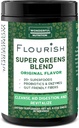 Flourish Super Greens. Greens Powder Mix for Energy,with Chlorella Organic Spirulina, Beet Root Powder, Enzymes & Probiotics, Original, 30 Servings