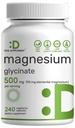 Magnesium Glycinate 500mg, 240 Veggie Capsules  durable 100% Chelated for Easy Absorption ← Suplemento Mineral esencial para el músculo, el sueño, & Heart Health*