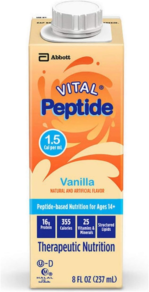 1.5 Cal, 24 Cuenta, Fórmula completa de nutrición equilibrada para edades 14+ con condiciones GI, con 16g Proteína y Prebióticos, para alimentación oral o tubular, vainilla, 8-fl-oz Carton