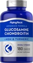 Piping Rock Glucosamine Chondroitin MSM y Turmeric  vísperas 180 Capsules ¦ Suplemento Complejo Silencio Advanced Double Strength Formula ← Non-GMO, Gluten Free