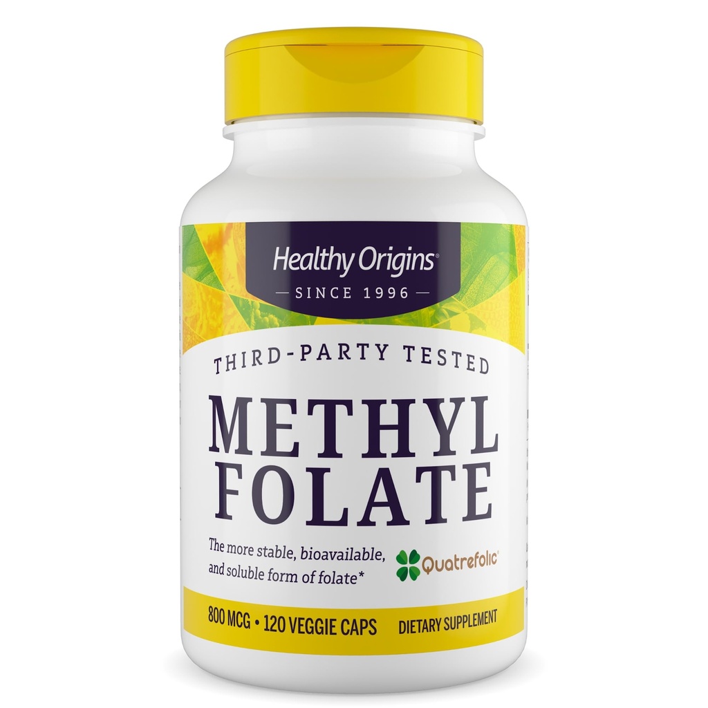 Healthy Origins Methyl Folate Quatrefolic 800 mcg, 120 Veggie Caps