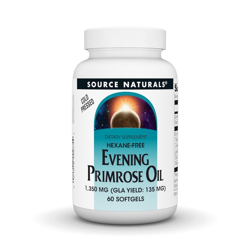 Source Naturals Evening Primrose Oil - Hexane-Free - 1350mg - GLA Yield: 135 mg - Cold-Presed - 60 Softgels