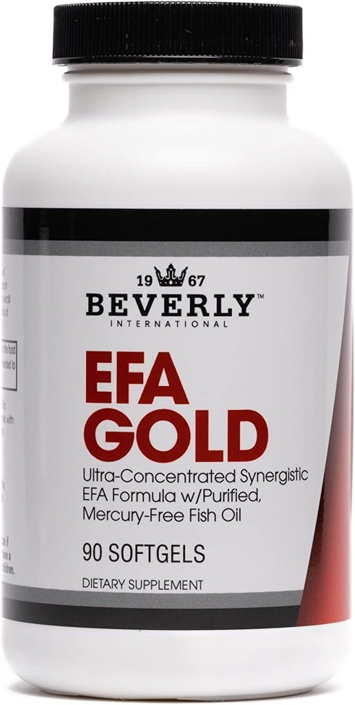 Beverly International EFA Gold, 90 Softgel Capsules. High Potency Omega-3s EPA and DHA + Omega 6&9 Fatty Acids. Combination Fish, Flaxseed and Borage Oil.