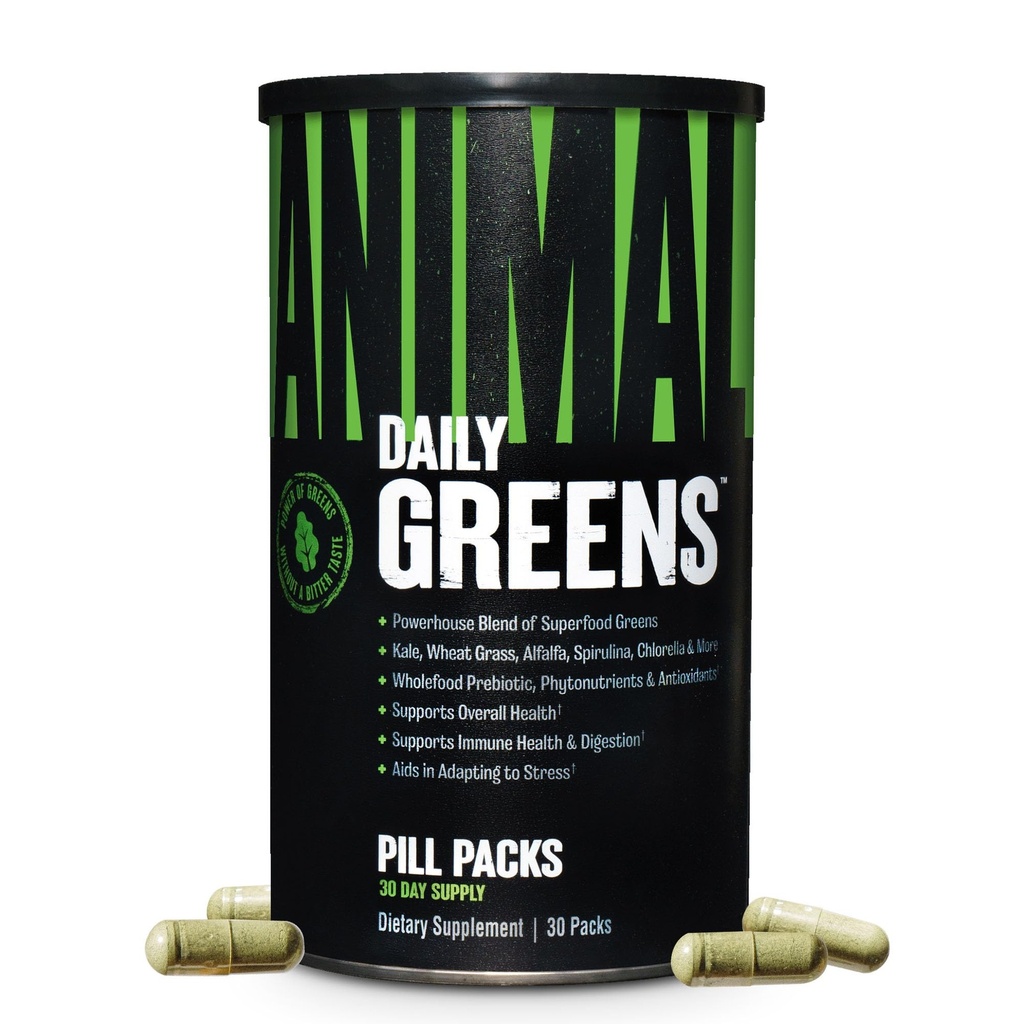 Animal Daily Greens Pill Packs - Kale, Wheat Grass, Alfalfa &amp; More - Ideal Prebiotic and Probiotic Superfood Blend for Superior Digestion, Gut Health, and Immunity For Men &amp; Women - 30 Day Supply