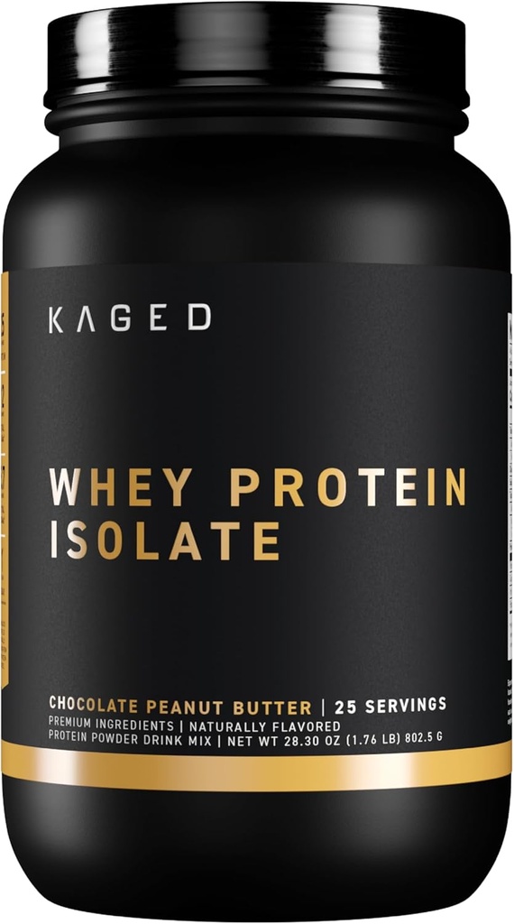 Kaged Whey Protein Isolate Powder ← Chocolate Peanut Butter ← 100% Pure Low Lactose Whey ← Post Workout Recovery Bebida ← Apoyo Muscle Building tención Suplementos para Hombres &amp; Mujeres Silencioso 25
