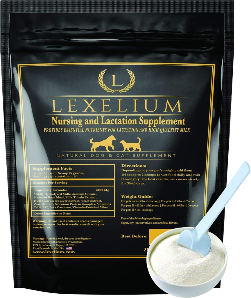 Suplemento de Enfermería y Vitaminas para Perros y Gatos de Enfermería - Suplemento de Enfermería, Lactación y Recuperación para Criadores - Muscle &amp; Mental Development for Puppies and Kittens - 200g
