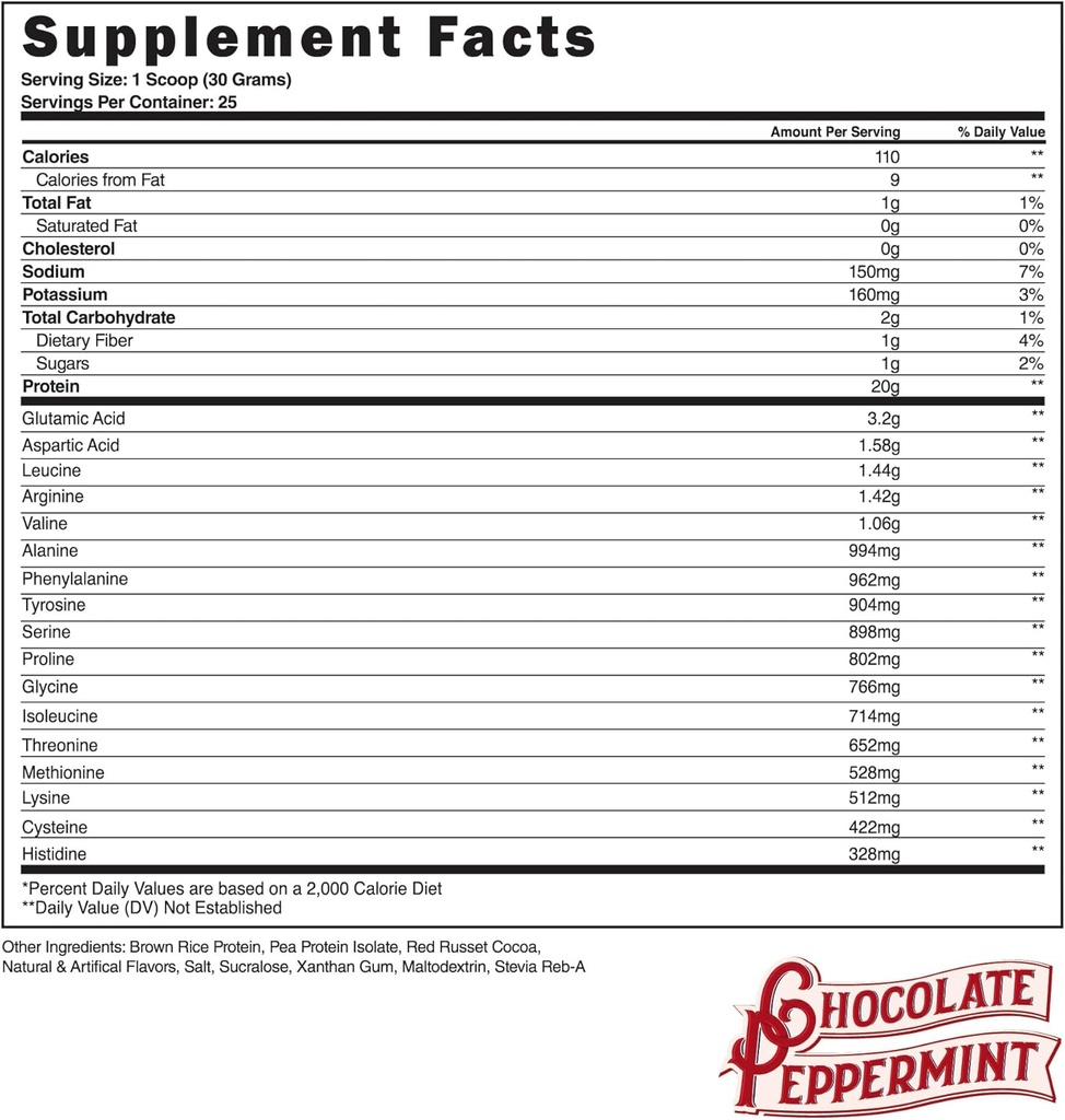 Suplementos de acero Veg-PRO ← Pólvora de proteínas veganas, Peppermint de chocolate Silencio 25 Serviciones (1.65lbs) ← Pólvora de proteínas con BCAA Aminoácidos latitud Gluten Gratis Silencio No lácteos