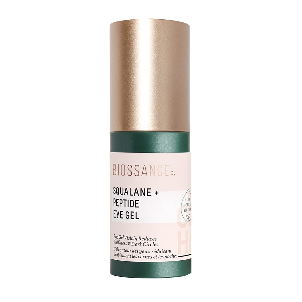 Biossance Squalane + Peptide Eye Gel - Ultra-Hydrating Under Eye Cream - Reduces Puffiness & Dark Circles - Eye Wrinkles Repair Moisturizer- Anti Aging & Hydrating, Day & Night Cream - 0.5oz