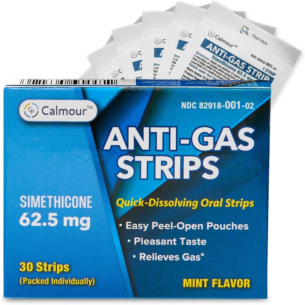 Anti Gas Relief 30 Strips | Mint Flavor Oral Dissolvable Anti Bloating Relief Strips | Rapid Gas Relief for Adults | Effective Bloating Relief for Women | Simethicone Anti Bloating for Women
