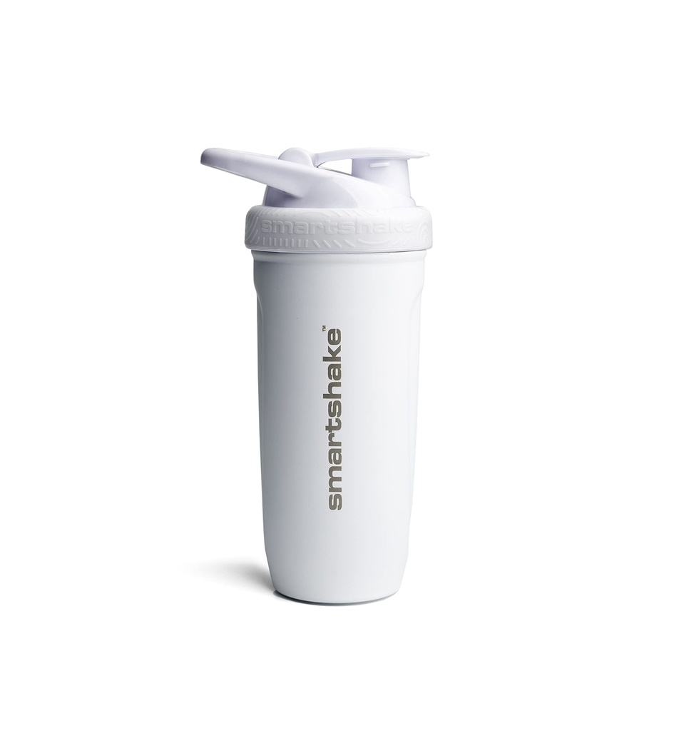 Smartshake Reforce Acero Inoxidable Protein Shaker Botella - No aislado Unisex Gimnasio Botellas Metal Shaker - 900 ml latitud 30 oz - Leakproof Screw-On Lid - DEHP & BPA Gratis (White)