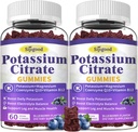 2 Pack Potassium Citrate Gummies, Potassium Supplement for Muscle Health, Leg Cramp Relief & Electrolyte Balance, Vegan, Non-GMO, Gluten-Free, Blueberry Flavor, 120 Conde