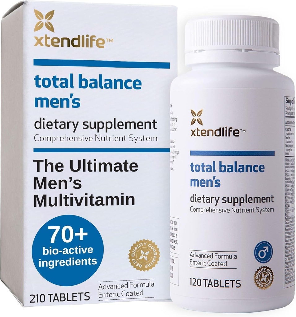 Xtendlife Total Balance Multivitamínico para Hombres Inmunes, Corazón, Digestivo " Salud Celular - Soporte diario - 70+ Nutrientes " Minerales - 30 Day Supply