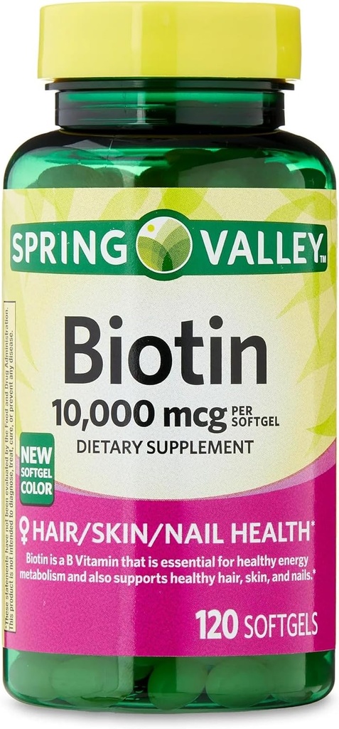 ikj Biotin Hair/Skin/Nails Health Dietary Supplement Softgels, 10,000 mcg, 120 Count