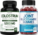 Colostrum (120 Conde) Bovine Colostrum Capsules for Adults and Glucosamine Chondroitin (60 Gummies) Suplementos Conjuntos para Hombres &amp; Mujeres con Delicious Raspberry Flavor - Vegan Safe & Made in USA