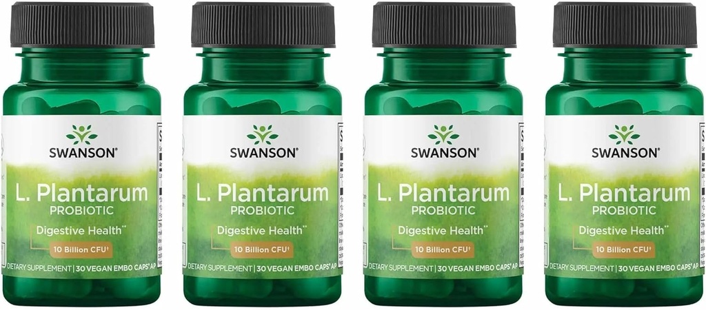 Swanson L. Plantarum - Digestive Supplement Promoting Gastrointestinal Balance & Bowel Regularity - Natural Formula to Help Reduce Bloating - (30 Veggie Capsules) 4 Pack