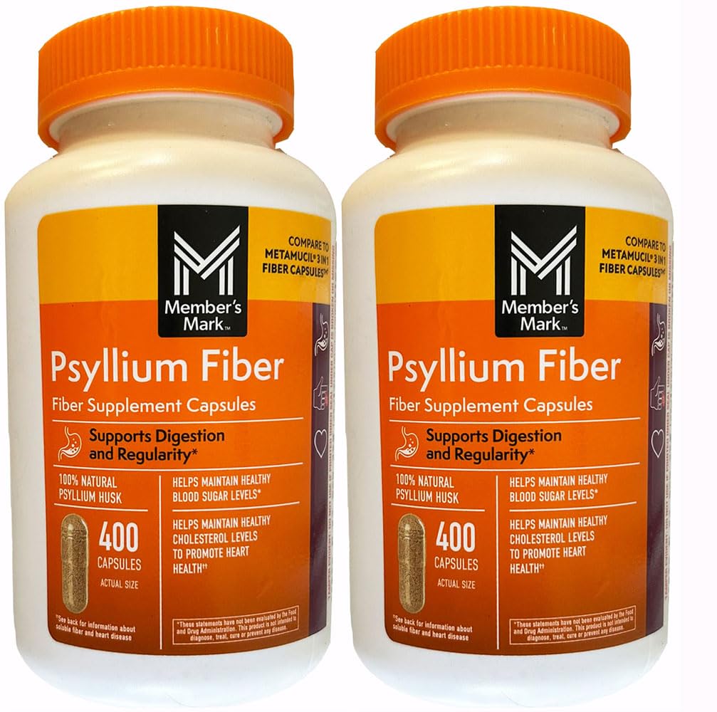 Mark Fiber Capsules 2Pack (400 Conde) Psyllium Husk es el suplemento de fibra recomendado por el médico #1.