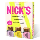 Bares de proteína de Nick Chocolate Variedad Pack Alta Proteína, Calorias bajas, Calorias bajas de carbohidratos amigables No Añadido Azúcar, Maní de Salty, Caramelo de Chocolate y Chocolate de Almendra (12 Pack)