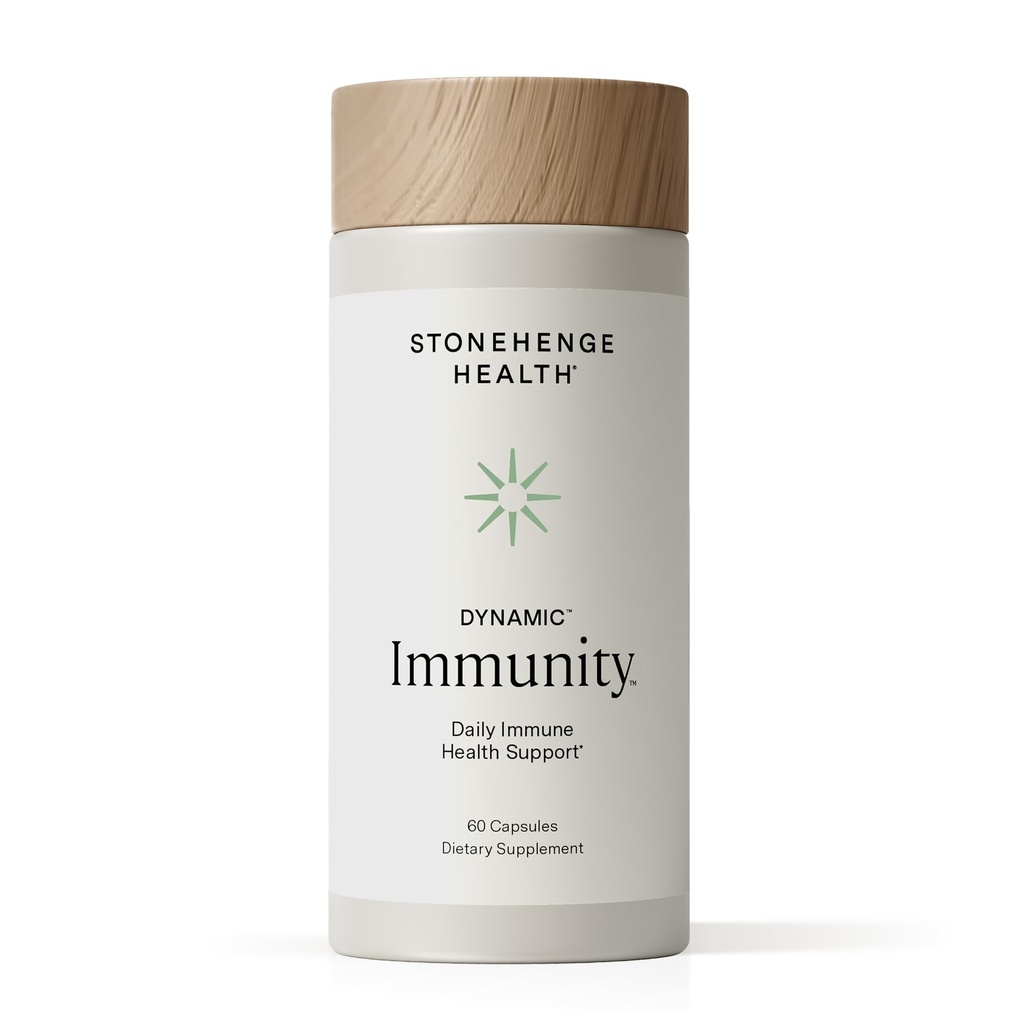Stonehenge Health Dynamic Immunity Daily Supplement 10-in-1 Immune Boosters Zinc, Elderberry, Echinacea, Vitamin C & Probiotic L. Acidophilus – Supports Immune System & Respiratory Health, 60 Capsules