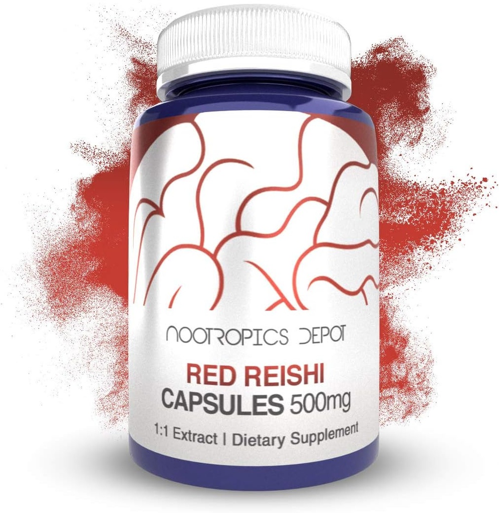 Nootropics Depot Red Reishi Mushroom Capsules | 500mg | 180 Count | Ganoderma lucidum | Whole Fruiting Body Mushroom Extract | Supports a Healthy Immune System