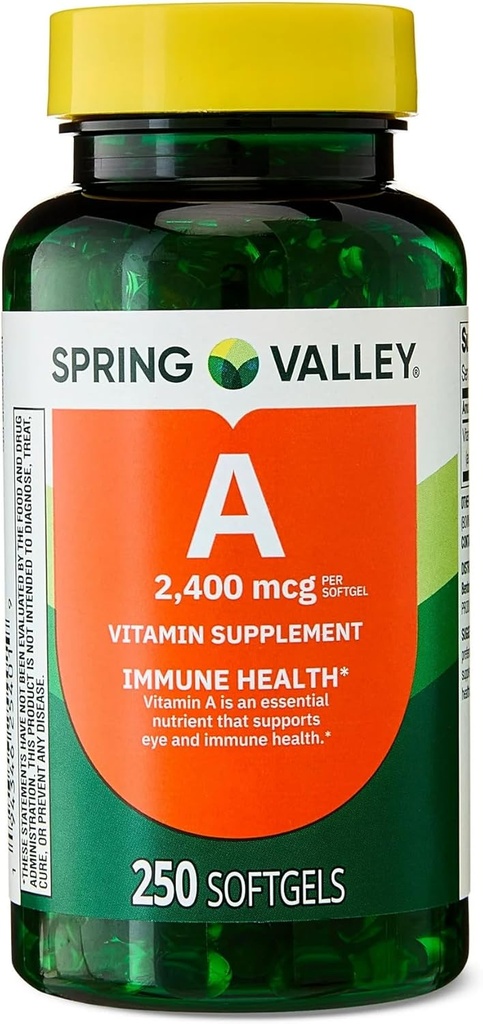 Vitamina A Softgels, 2400 mcg, 250 Cuenta + Contenedor de Píldora portátil (2 Artículos)