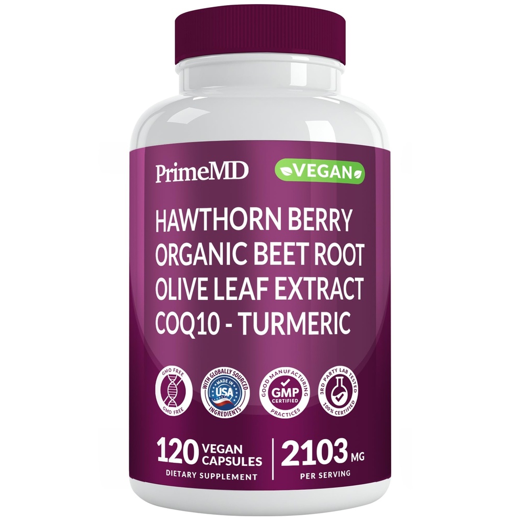 26-en-1 Nitric Oxide Supplement - Heart & Circulation Support with CoQ10, Turmeric, Organic Beet Root, Hawthorn Berry & Ajo - 2103mg por Serving (120ct)