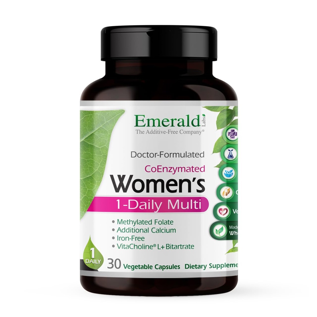 EMERALD LABS Women's 1-Daily Multi - Multivitamin for Women - Incluye calcio, zinc, vitamina B &amp; Más - Bone &amp; Immune Support Suplemento* - Gluten-Free - 30 cápsulas vegetales