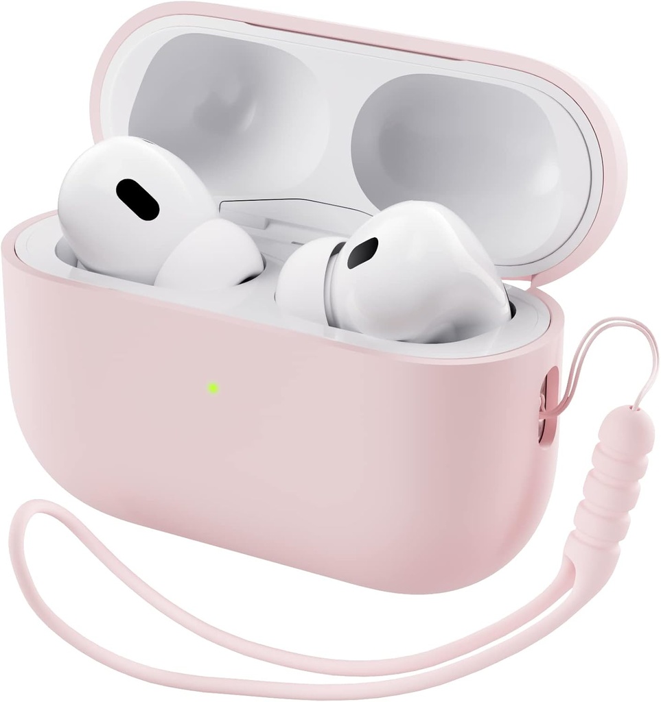 ORNARTO Compatible con AirPods Pro 2 Case 2022, Silicio híbrido de protección completa para AirPods Pro 2nd Generation Case, Front LED Visible Skin Cover-Pink