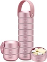 Zannaki Metal organizador semanal de píldoras, caja grande de carga de viaje 7 días, caja impermeable de píldoras diarias con manija de silicona, aleación de aluminio Contenedor portátil para vitaminas, medicinas, suplementos