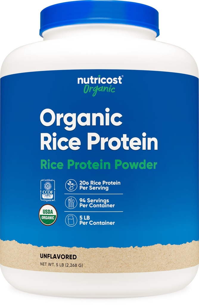 Nutricost Organic Rice Protein Powder (5 LB) - Gluten-Free, GMO-Free (de Brown Rice)