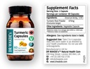 Capsulas Turméricas de DR WAKDE (Curcuma Longa, 60 caps, Suplemento de base vegetal, hierba ayurvédica, todo natural, vegano)